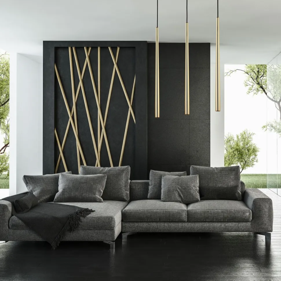 Lampa Wisząca PIANO Czarny Złoty 4xG9