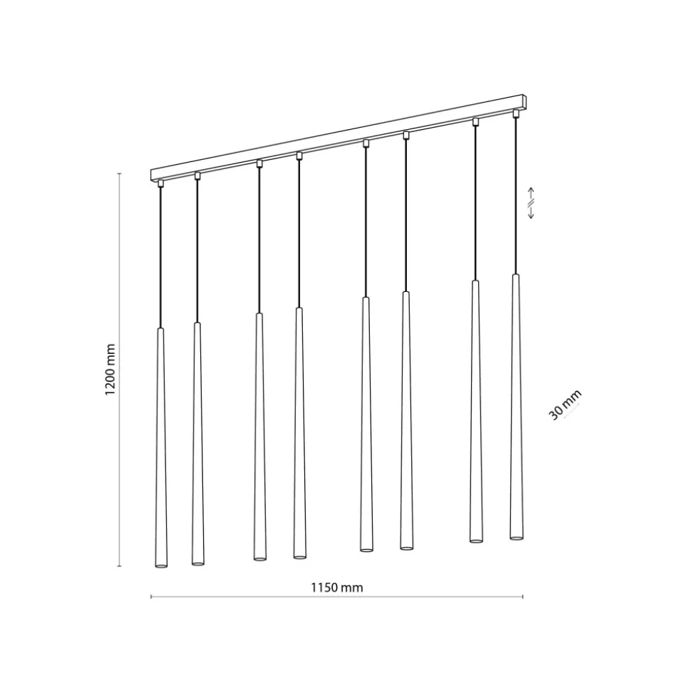 Lampa Wisząca PIANO Czarny Złoty 8xG9