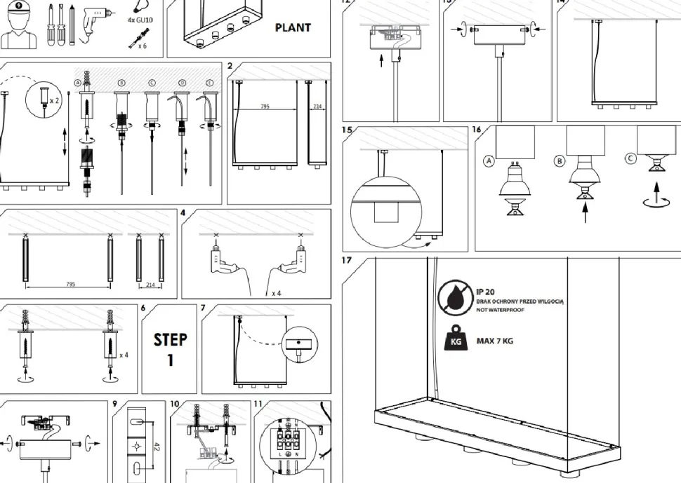 Lampa Wisząca PLANT Czarny 4xGU10