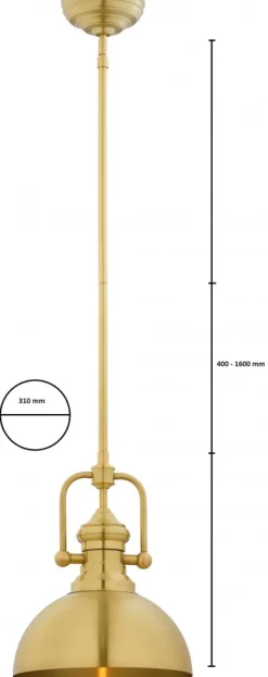 Lampa Wisząca PLATINO Złoty 1xE27 31 cm