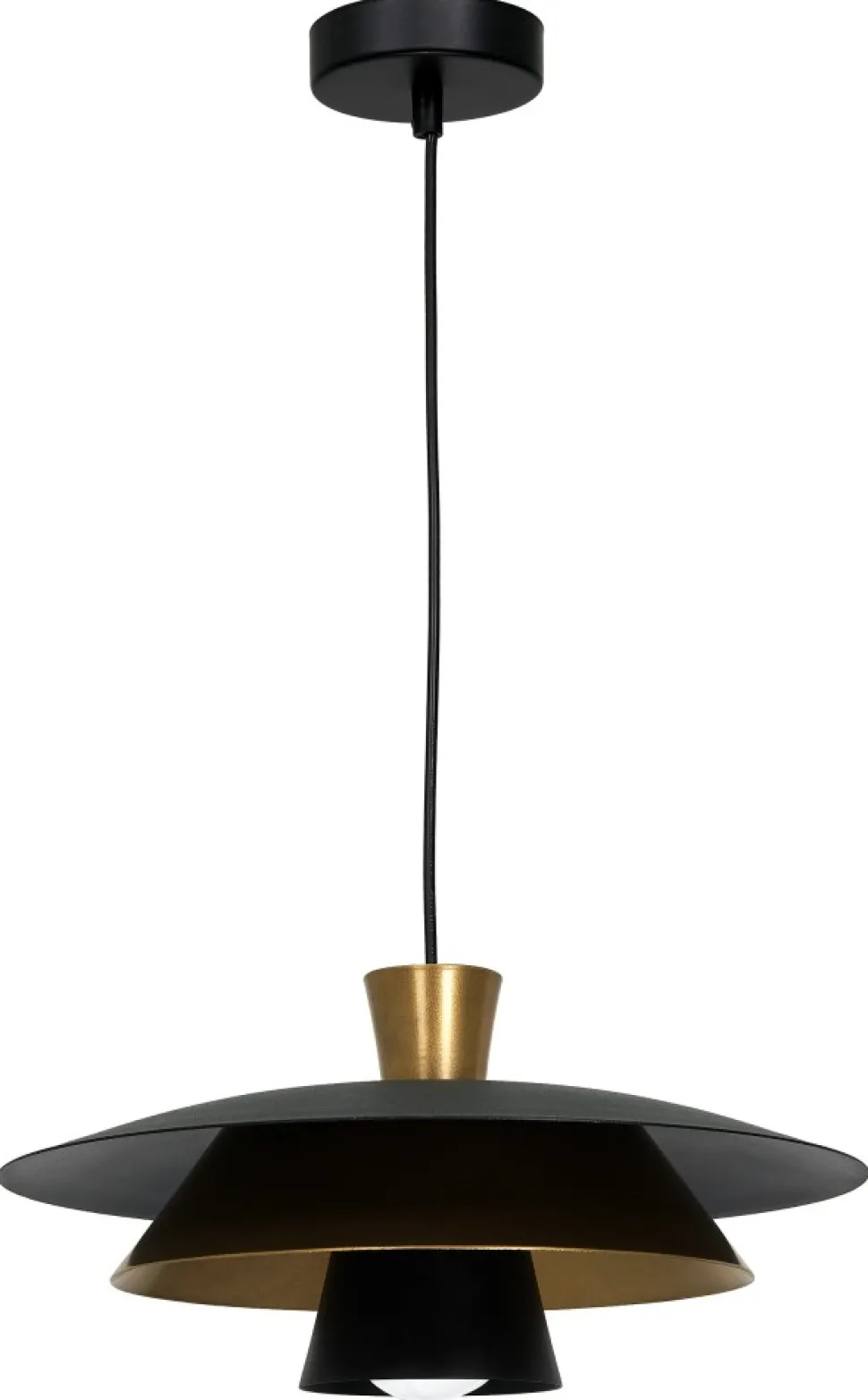 Lampa Wisząca PLATO Czarny Złoty Metalowy Klosz 1xE27 34cm