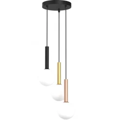 Lampa wisząca PLAY Czarna Szklane klosze 3xG9