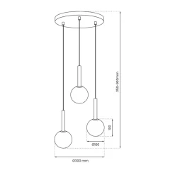 Lampa wisząca PLAY Czarna Szklane klosze 3xG9