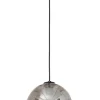 Lampa Wisząca POLARIS Czarny Szary Szklany Klosz 1xE27 25cm