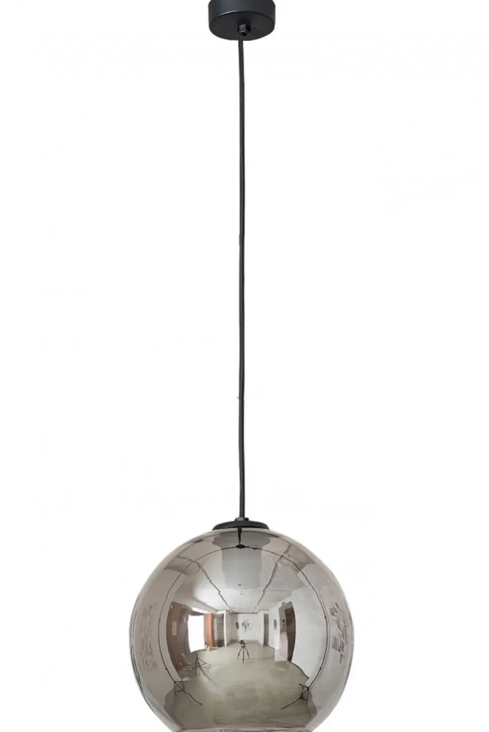 Lampa Wisząca POLARIS Czarny Szary Szklany Klosz 1xE27 25cm