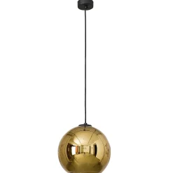 Lampa Wisząca POLARIS Czarny Złoty Szklany Klosz 1xE27 25cm