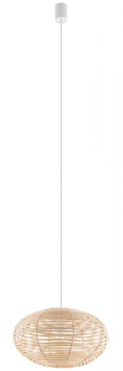 Lampa Wisząca RATTAN Biały Brązowy Abażur 1xE27 40 cm
