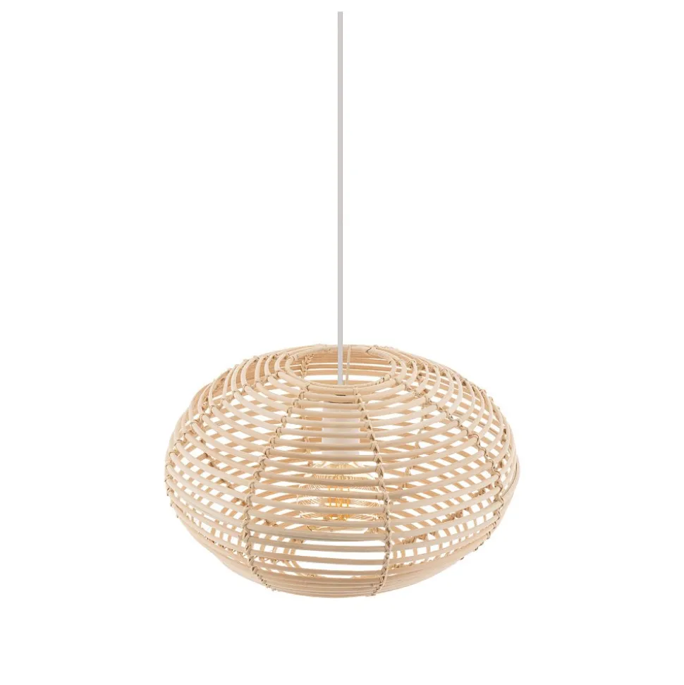 Lampa Wisząca RATTAN Biały Brązowy Abażur 1xE27 40 cm
