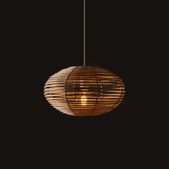Lampa Wisząca RATTAN Biały Brązowy Abażur 1xE27 40 cm
