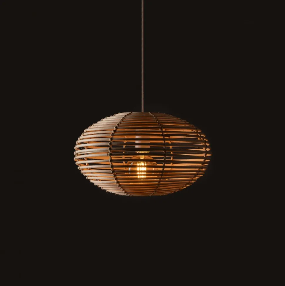 Lampa Wisząca RATTAN Biały Brązowy Abażur 1xE27 40 cm
