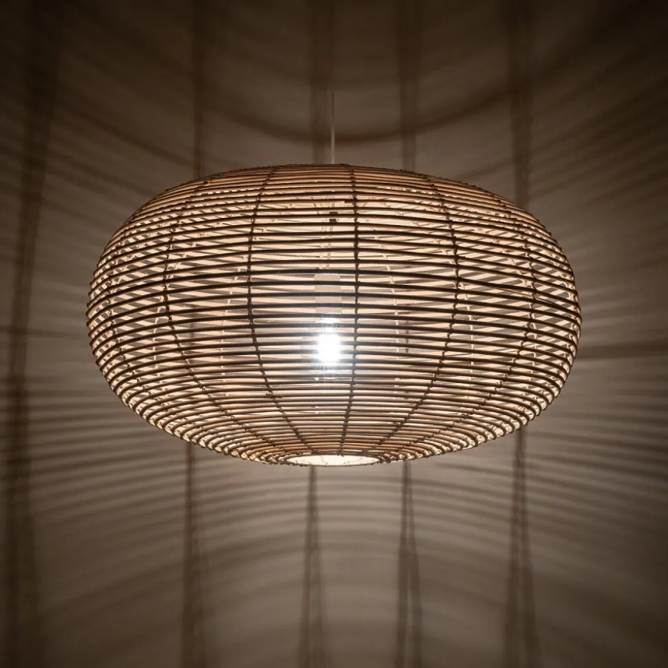 Lampa Wisząca RATTAN Biały Brązowy Abażur 1xE27 79 cm