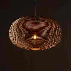 Lampa Wisząca RATTAN Biały Brązowy Abażur 1xE27 79 cm