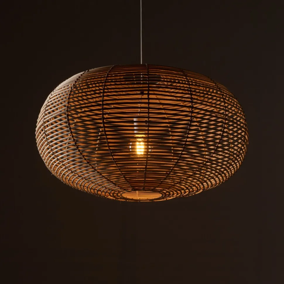 Lampa Wisząca RATTAN Biały Brązowy Abażur 1xE27 79 cm