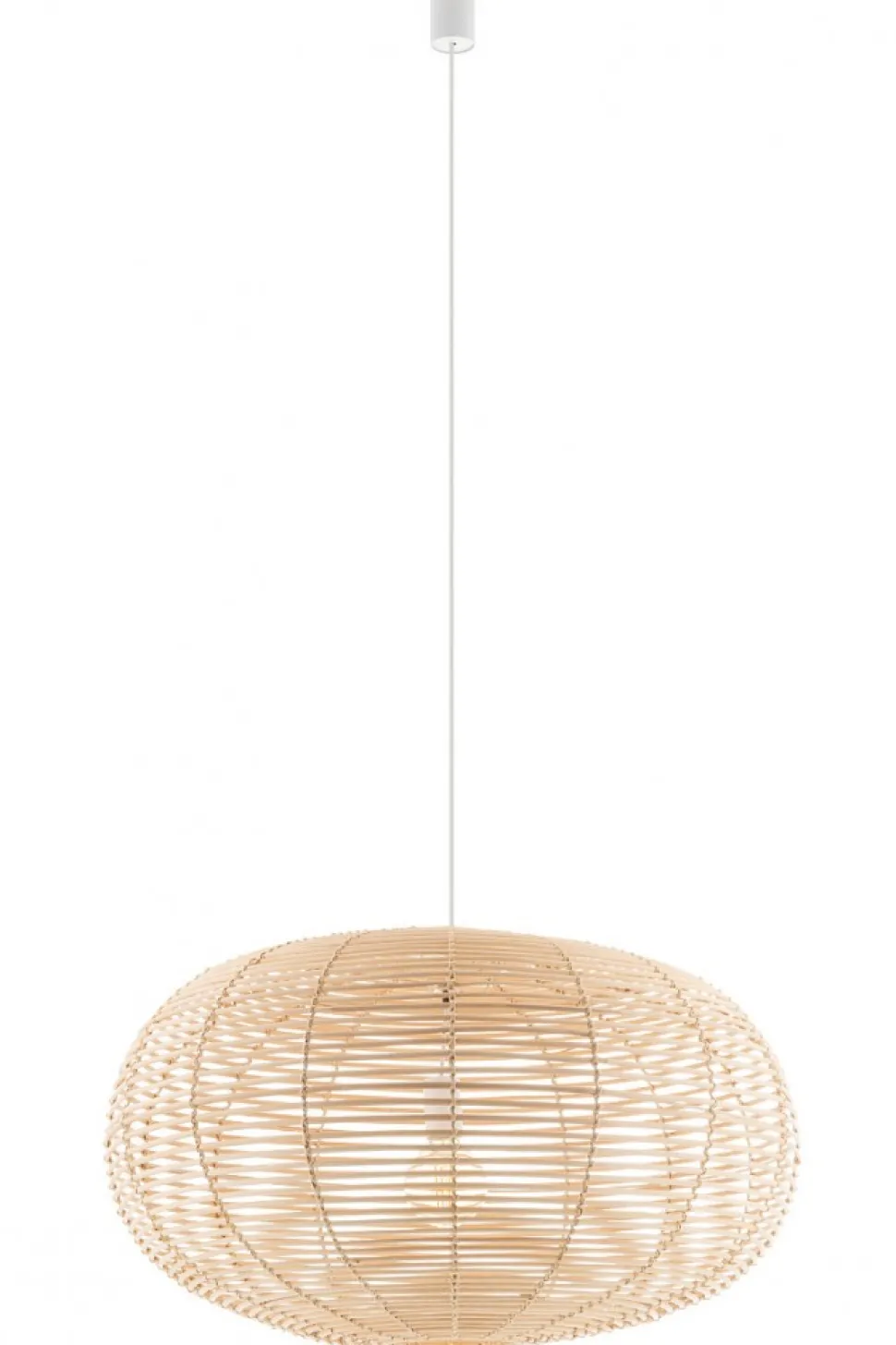 Lampa Wisząca RATTAN Biały Brązowy Abażur 1xE27 79 cm