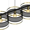 Lampa Wisząca RIM Czarny Złoty Metalowy Klosz 3xE27
