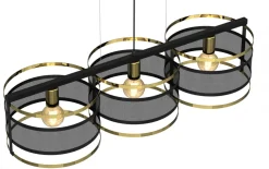 Lampa Wisząca RIM Czarny Złoty Metalowy Klosz 3xE27