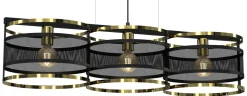 Lampa Wisząca RIM Czarny Złoty Metalowy Klosz 3xE27