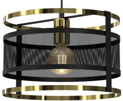 Lampa Wisząca RIM Czarny Złoty Metalowy Klosz 1xE27 30cm