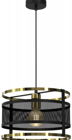 Lampa Wisząca RIM Czarny Złoty Metalowy Klosz 1xE27 30cm