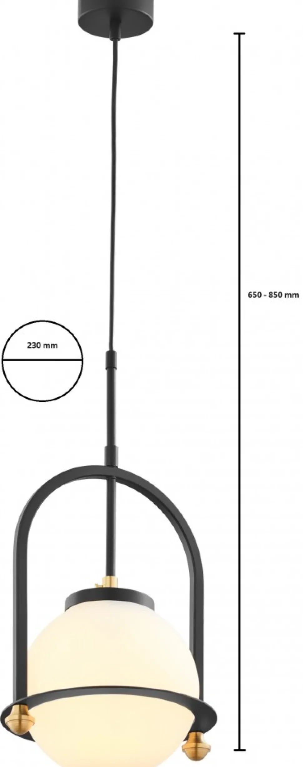 Lampa Wisząca ROSSO Czarny Szklany Klosz 1xE27 23 cm