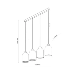 Lampa Wisząca SATIPO Czarny Brązowy Szklane Klosze 4xE27