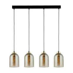 Lampa Wisząca SATIPO Czarny Brązowy Szklane Klosze 4xE27