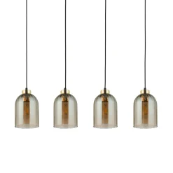 Lampa Wisząca SATIPO Czarny Brązowy Szklane Klosze 4xE27
