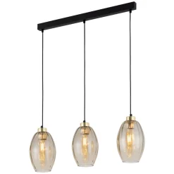 Lampa Wisząca SEBO Czarny Złoty Szklane Klosze 3xE27