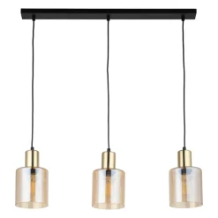 Lampa Wisząca SIERRA Czarny Złoty Szklane Klosze 3xE27