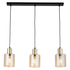 Lampa Wisząca SIERRA Czarny Złoty Szklane Klosze 3xE27
