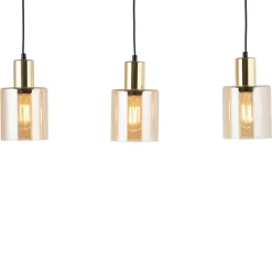 Lampa Wisząca SIERRA Czarny Złoty Szklane Klosze 3xE27