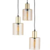 Lampa Wisząca SIERRA Czarny Złoty Szklane Klosze Koło 3xE27