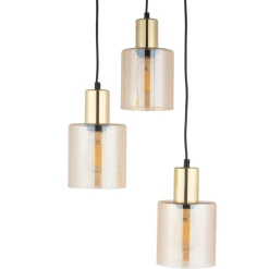 Lampa Wisząca SIERRA Czarny Złoty Szklane Klosze Koło 3xE27