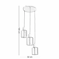 Lampa Wisząca SIERRA Czarny Złoty Szklane Klosze Koło 3xE27