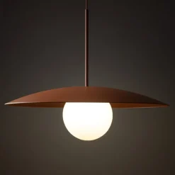 Lampa wisząca SLATE ceglasta klosz biały 1xE27