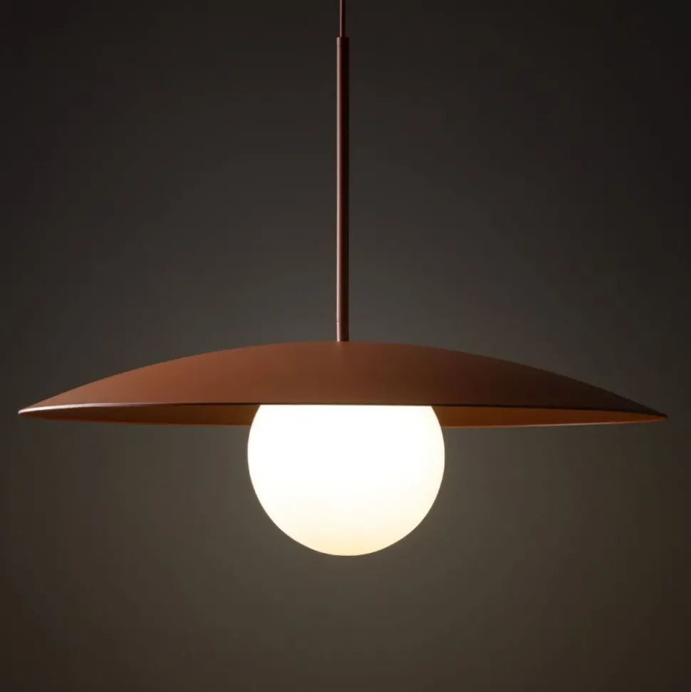 Lampa wisząca SLATE ceglasta klosz biały 1xE27