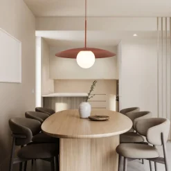 Lampa wisząca SLATE ceglasta klosz biały 1xE27