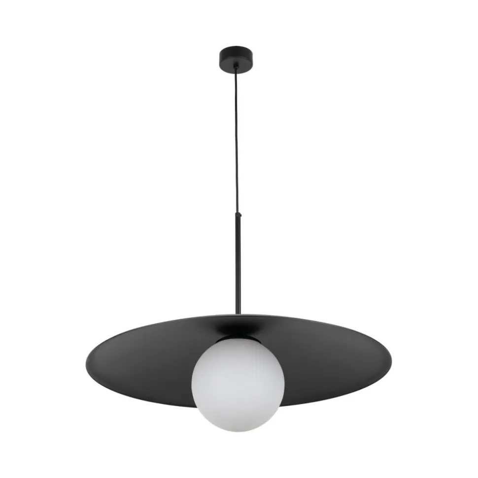 Lampa wisząca SLATE czarna klosz biały 1xE27