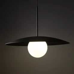 Lampa wisząca SLATE czarna klosz biały 1xE27