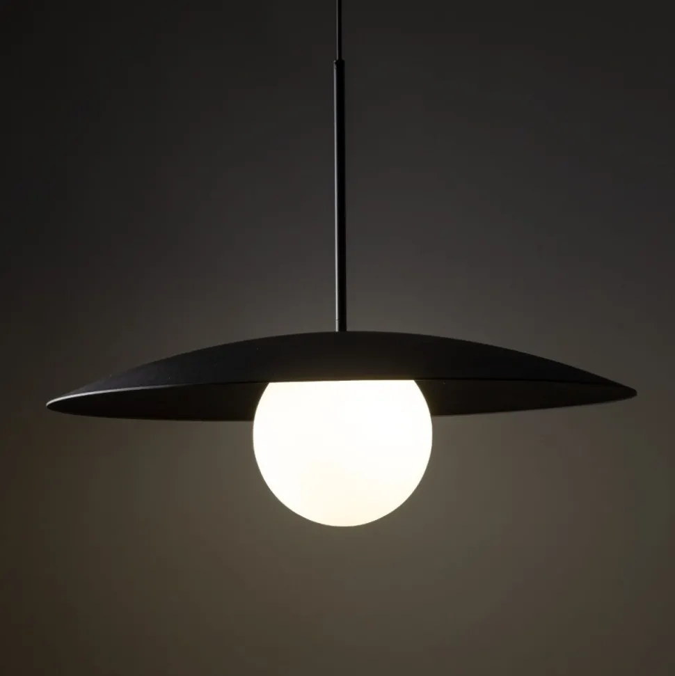 Lampa wisząca SLATE czarna klosz biały 1xE27