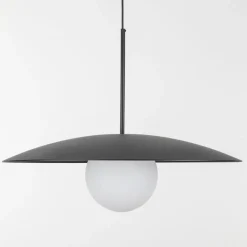 Lampa wisząca SLATE czarna klosz biały 1xE27