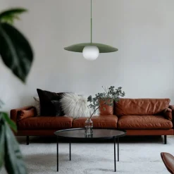 Lampa wisząca SLATE zielona klosz biały 1xE27