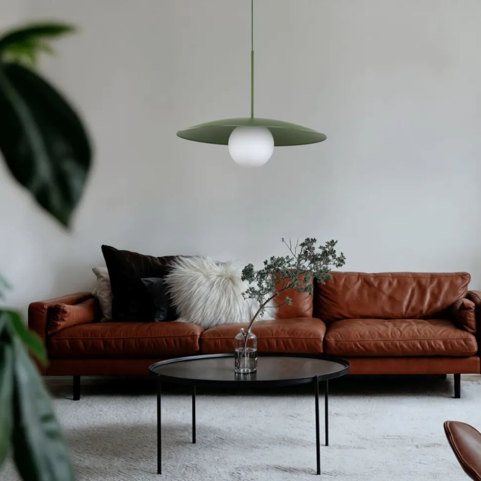 Lampa wisząca SLATE zielona klosz biały 1xE27