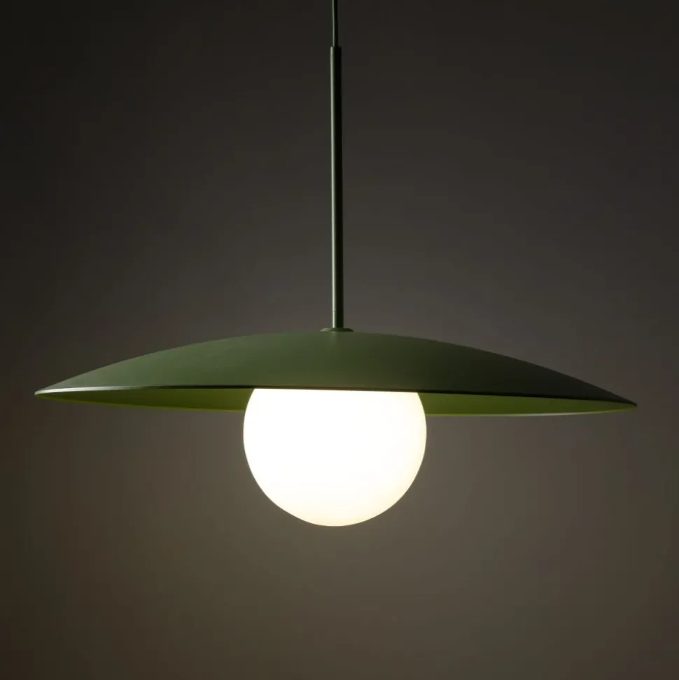Lampa wisząca SLATE zielona klosz biały 1xE27