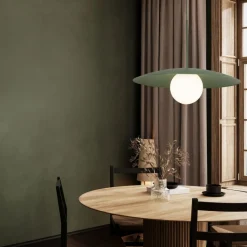Lampa wisząca SLATE zielona klosz biały 1xE27