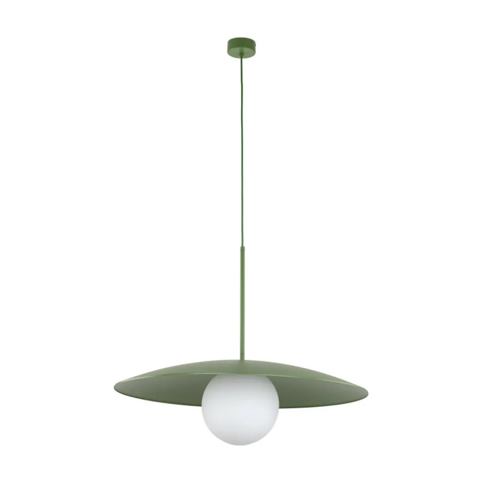 Lampa wisząca SLATE zielona klosz biały 1xE27