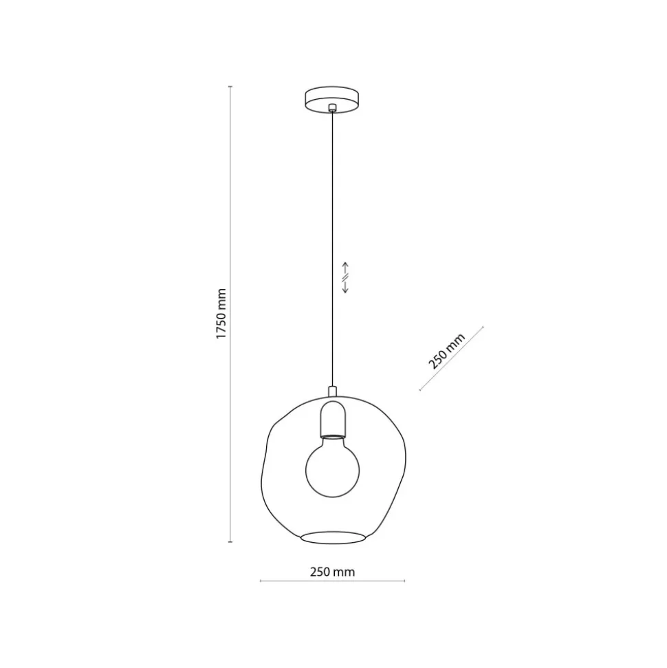 Lampa Wisząca SOL Czarny Grafitowy Szklany Klosz 1xE27 25cm