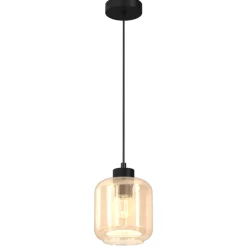 Lampa Wisząca SOMBRA Czarny Brązowy Szklany Klosz 1xE27 16cm