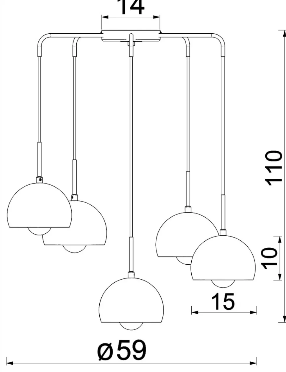 Lampa Wisząca SOOL Biały Metalowy Klosz 5xE27