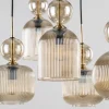 Lampa wisząca SOPHIA czarna klosz beżowy 8xE14
